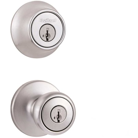 Kwikset Tylo Satin Chrome Single Cylinder Door Knob Combo Pack